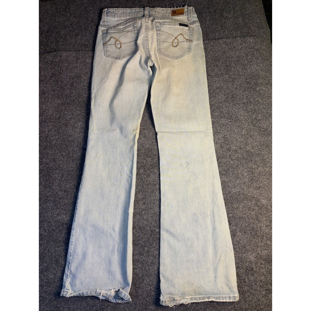Refuge Jeans Womens 7 Blue Denim Stretch Light Wash Grunge Americana Bootcut Leg - Picture 12 of 14